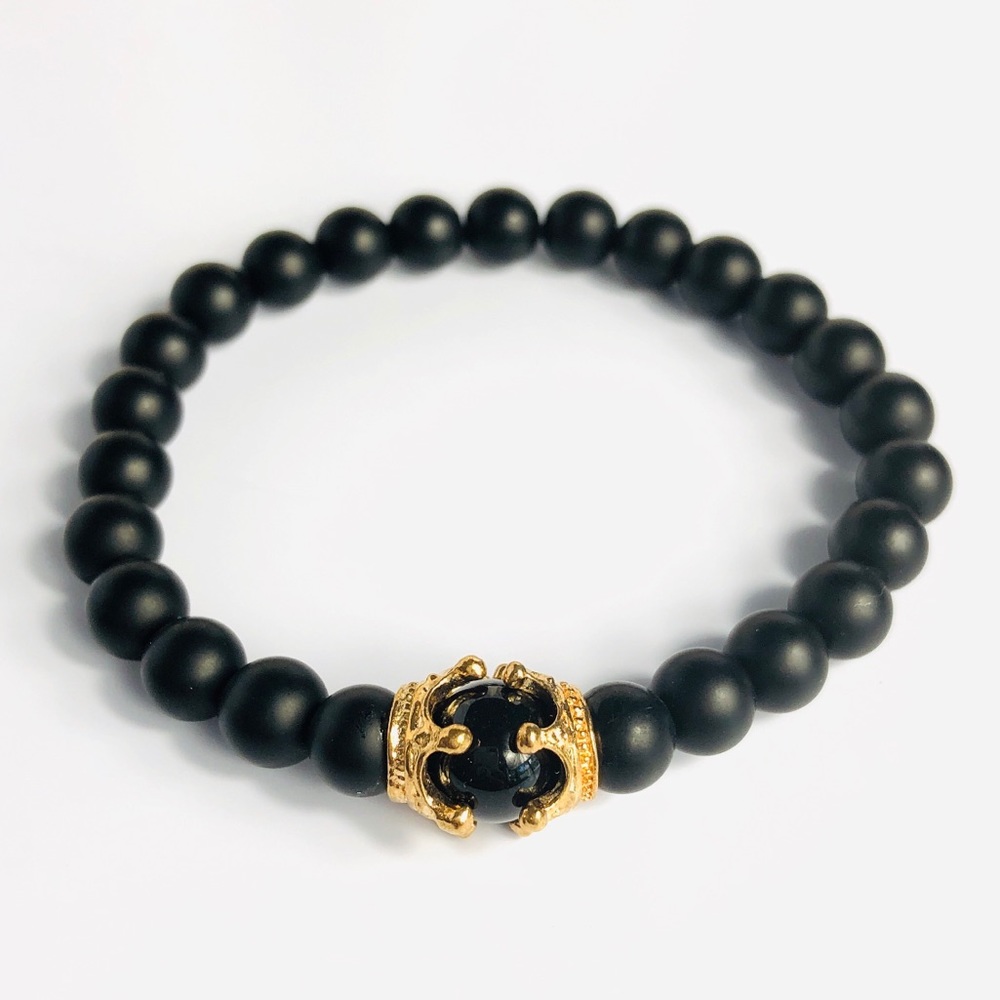 GEMSTONE | Mens King Onyx Beaded Bracelet